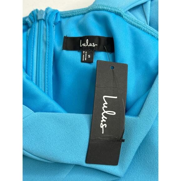 Lulus New! Teal Blue Sleeveless Tulip Midi Dress Slit Cocktail Party Vacay S - Picture 5 of 8